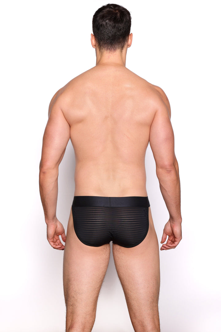 Just The Bones Sheer Black Stripe Sport Brief