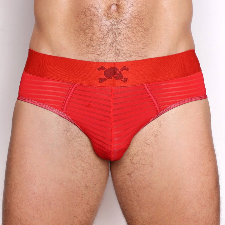 Just The Bones Sheer Red Stripe Brief