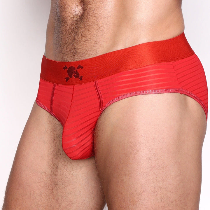 Just The Bones Sheer Red Stripe Brief