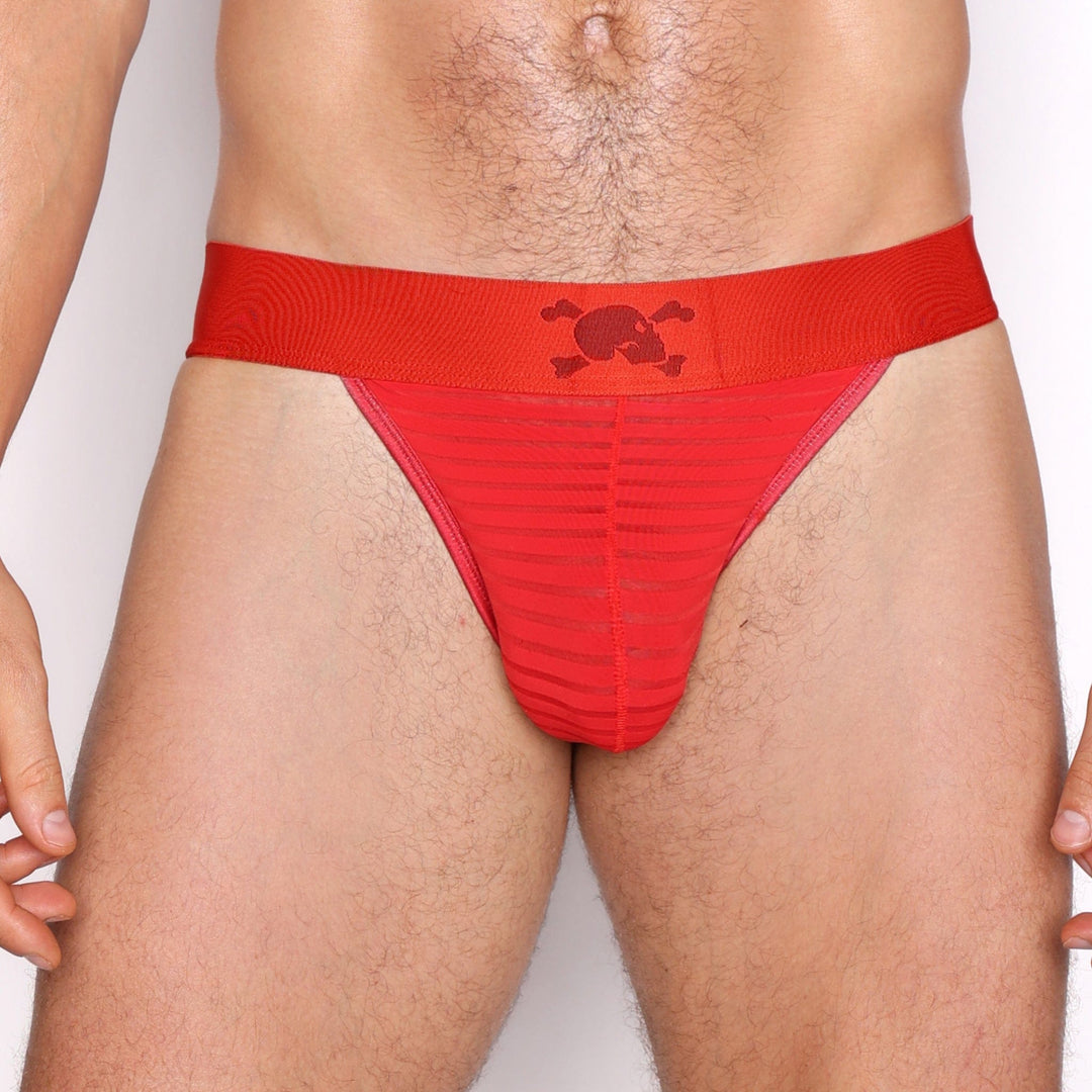 Just The Bones Sheer Red Stripe Sport Brief