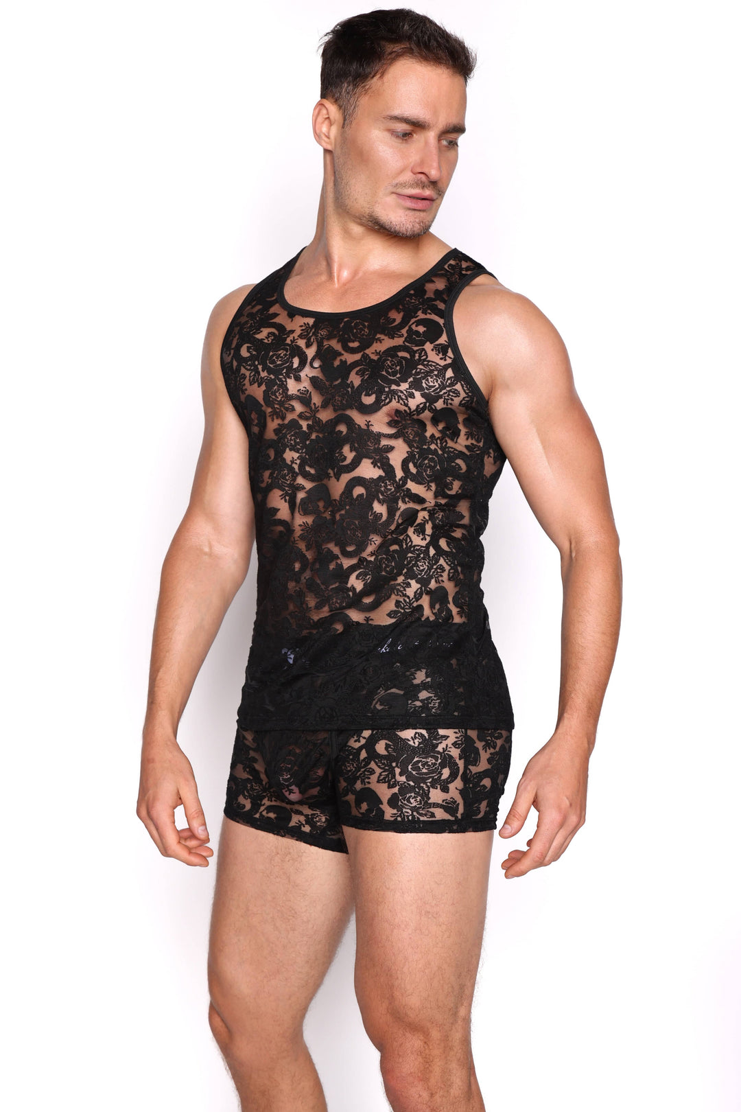 Snake Rose Burnout Tank Black