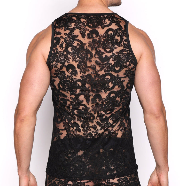 Snake Rose Burnout Tank Black