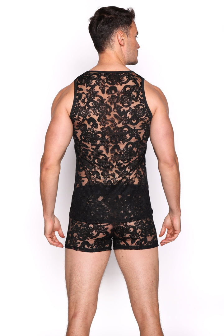 Snake Rose Burnout Tank Black