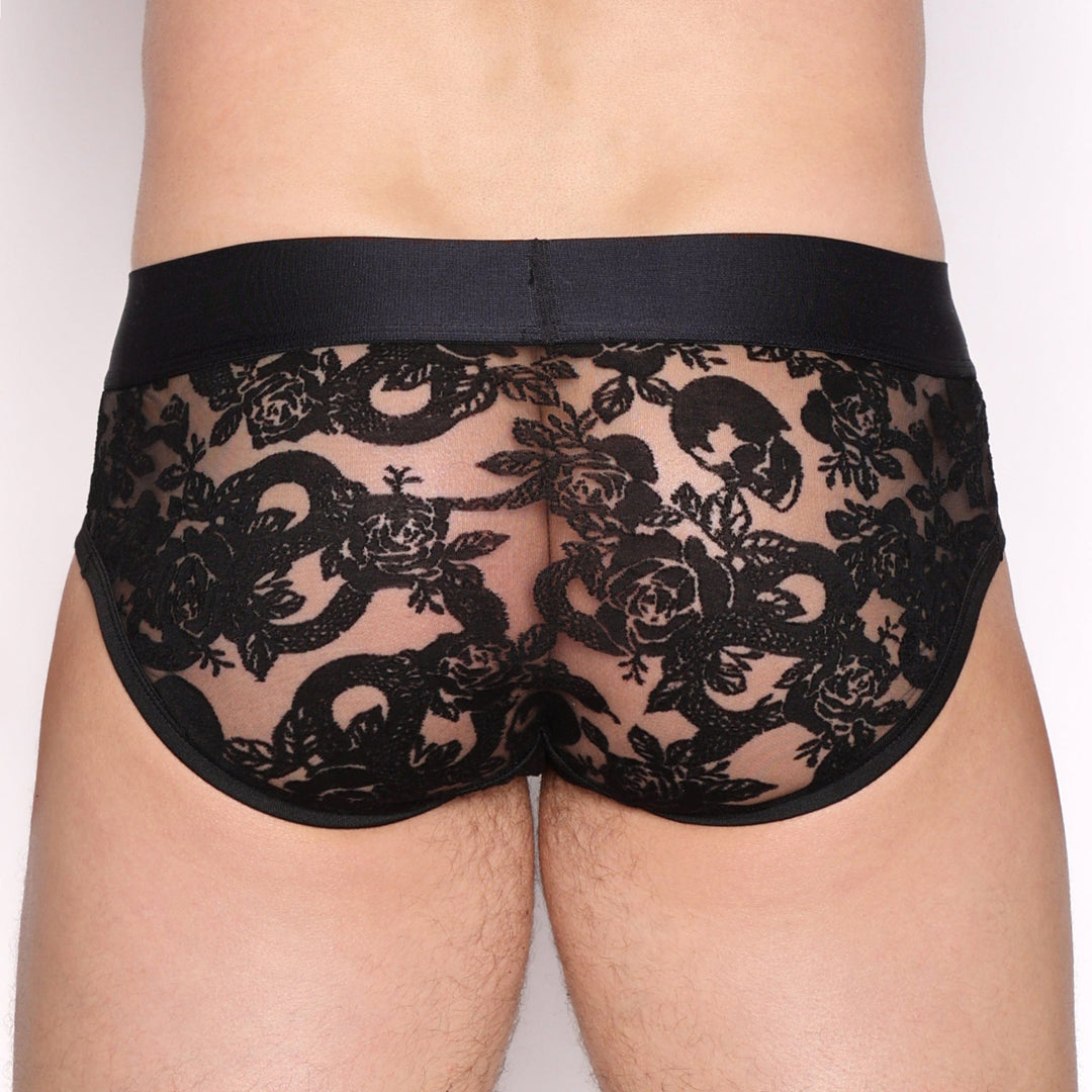 Snake Rose Burnout Brief Black