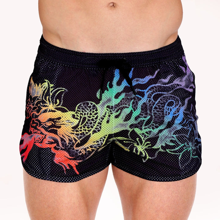 Ombre Japanese Dragon Black Mesh Shorts