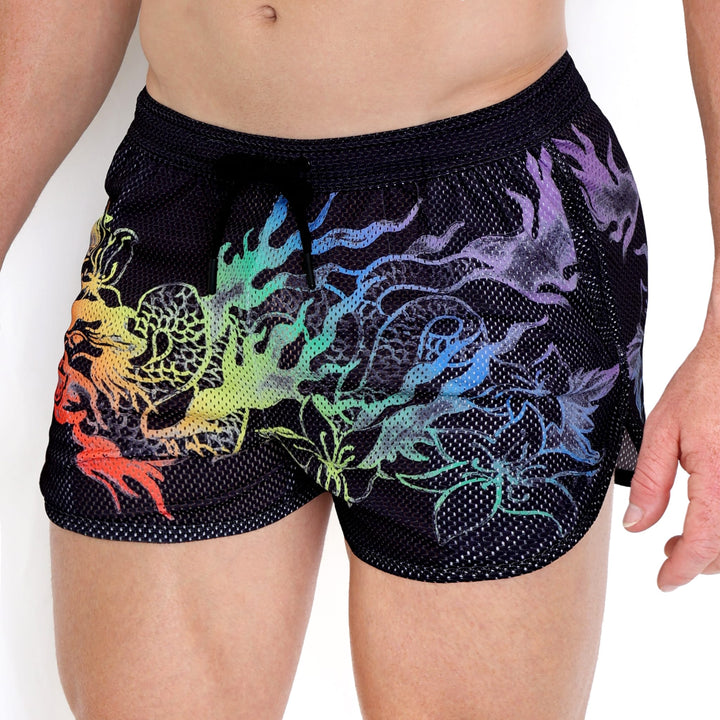 Ombre Japanese Dragon Black Mesh Shorts