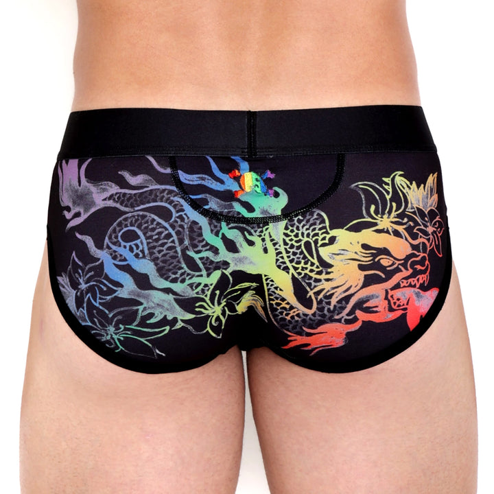 Ombre Japanese Dragon Black Brief