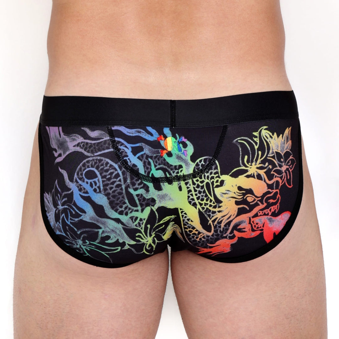 Ombre Japanese Dragon Black Sport Brief
