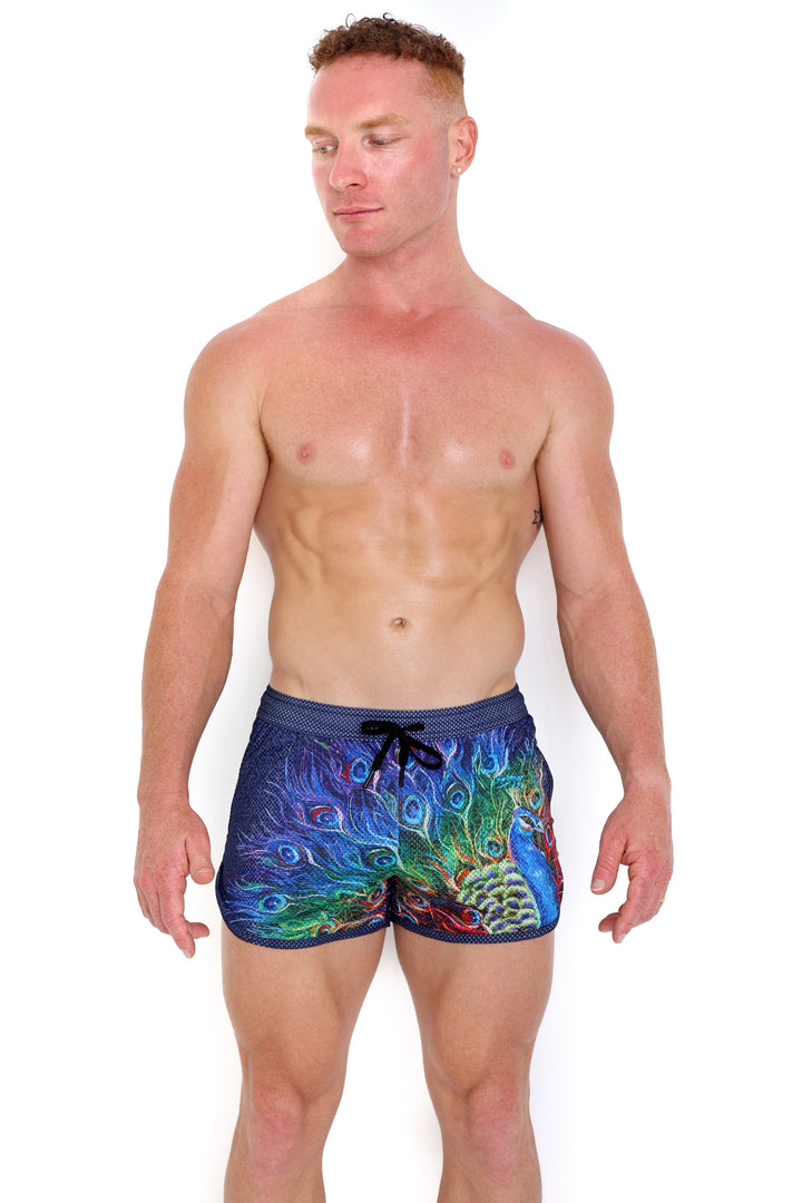 Peacock Rainbow Midnight Mesh Short