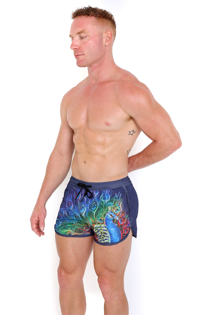 Peacock Rainbow Midnight Mesh Short