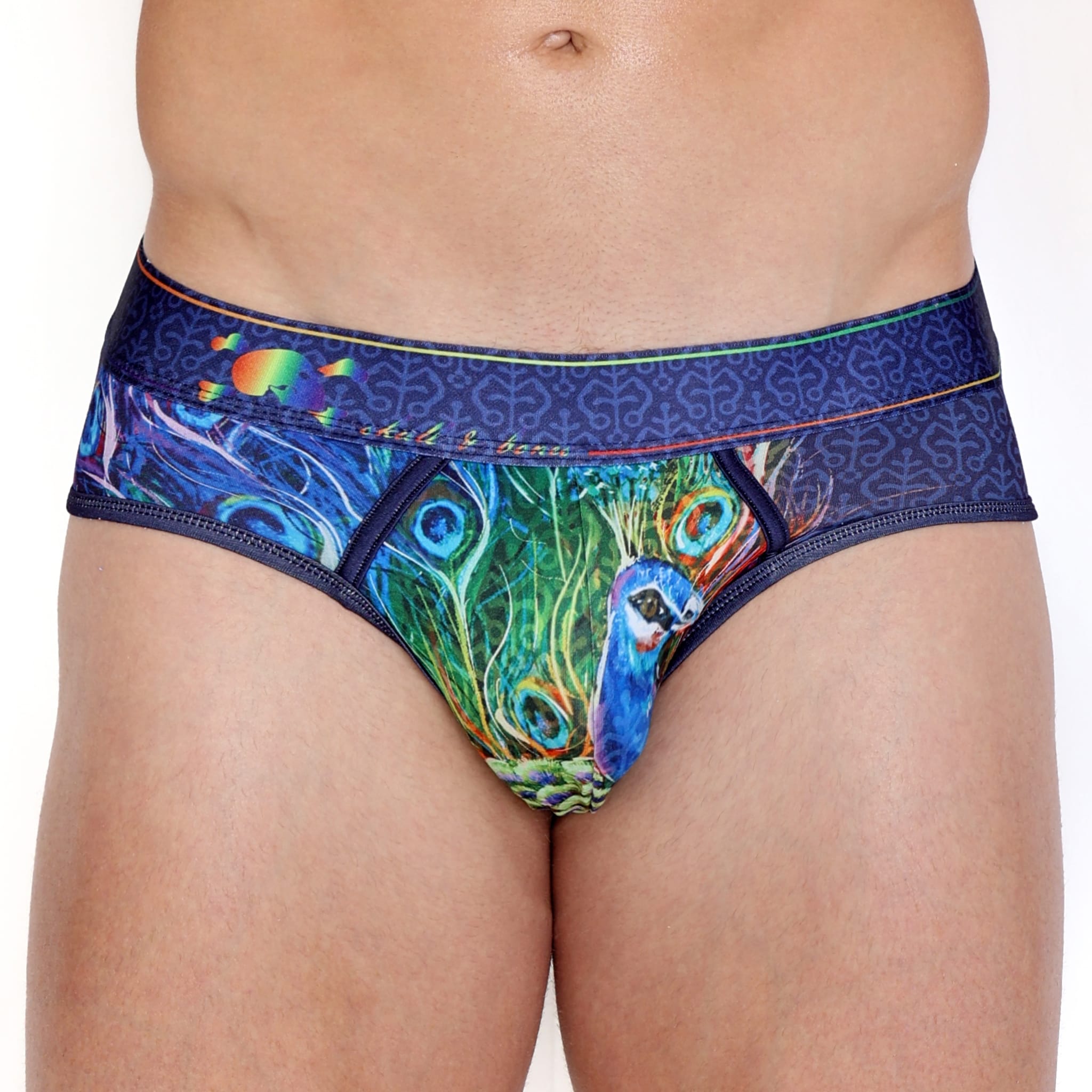 Peacock Printed Underwear -Peacock Men's Brief – Skull and Bones
