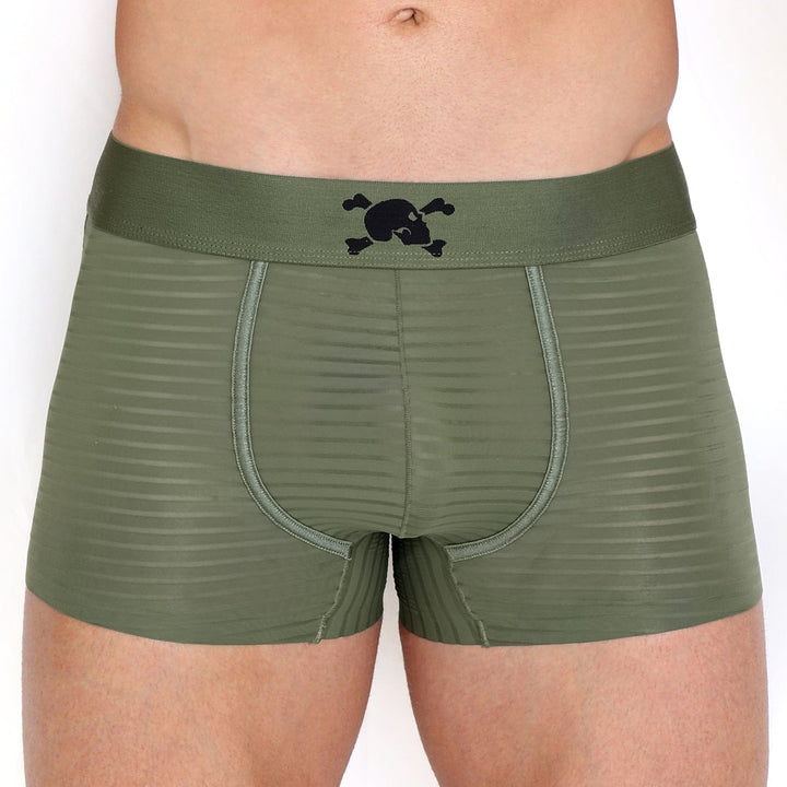 Just The Bones Sheer Olive Stripe Trunk