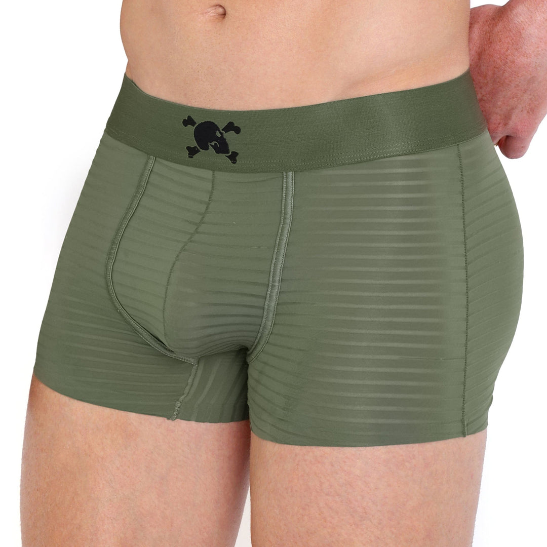 Just The Bones Sheer Olive Stripe Trunk