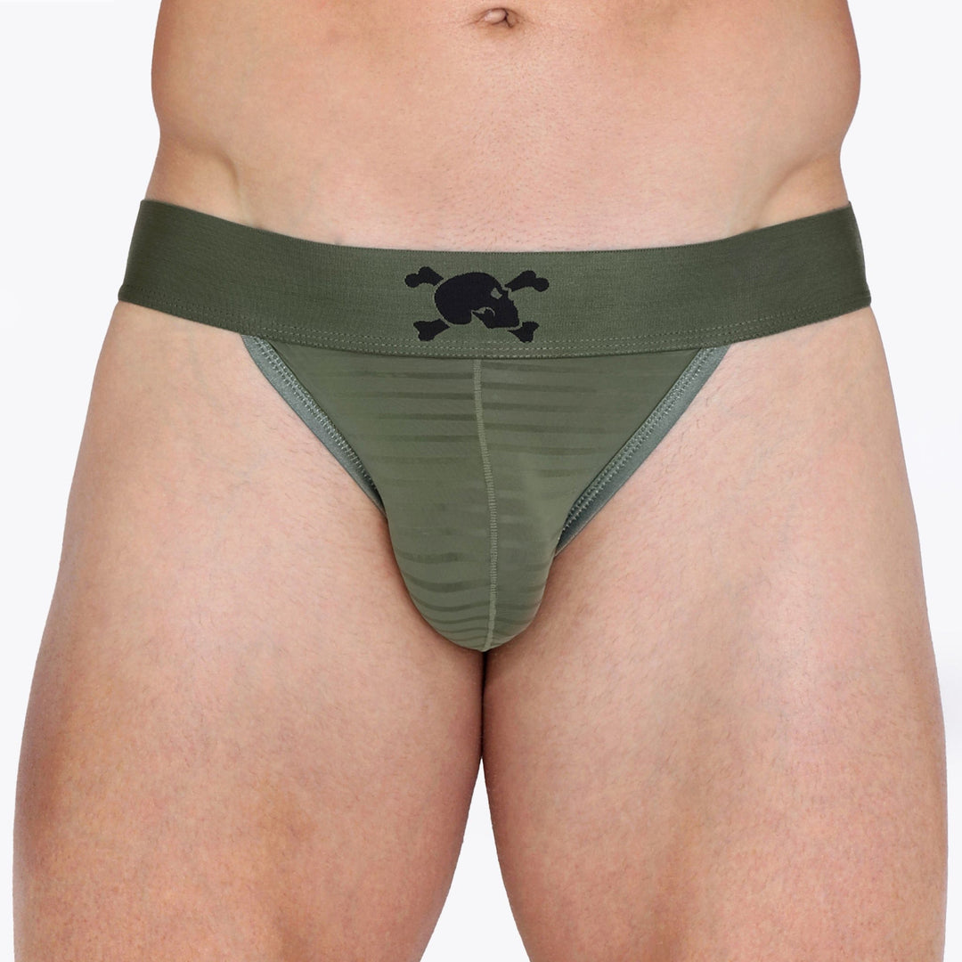 Just The Bones Sheer Olive Stripe Sport Brief