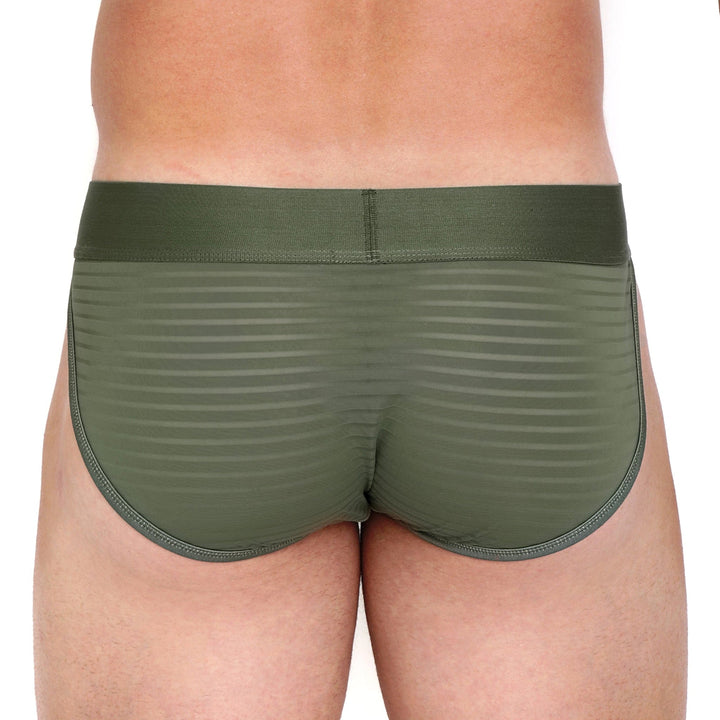 Just The Bones Sheer Olive Stripe Sport Brief