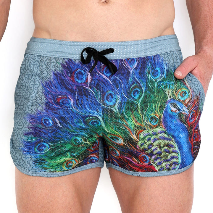 Peacock Rainbow Grey Mesh Short