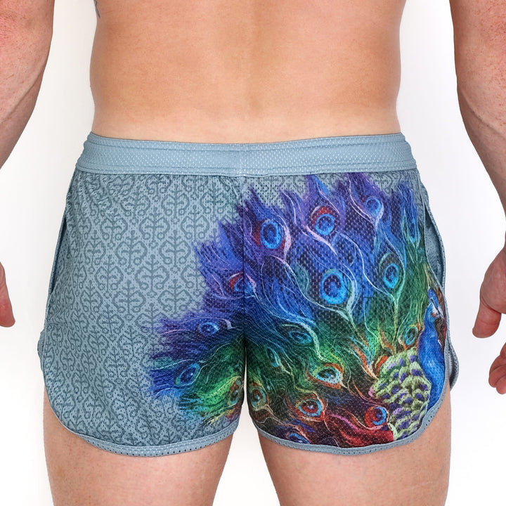 Peacock Rainbow Grey Mesh Short