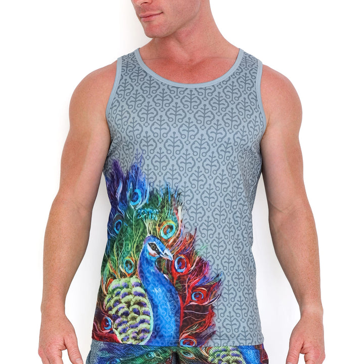 Peacock Rainbow Grey Tank