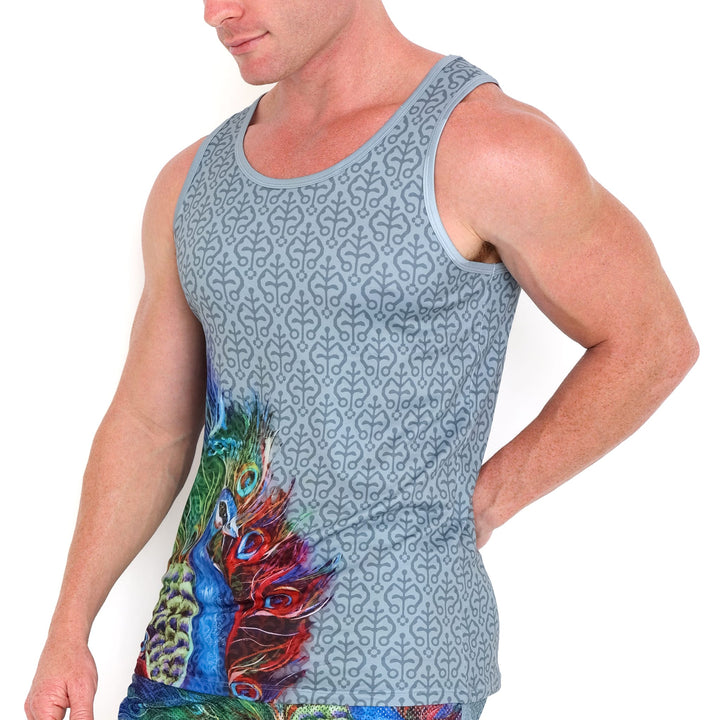 Peacock Rainbow Grey Tank