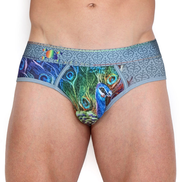 Peacock Rainbow Grey Brief