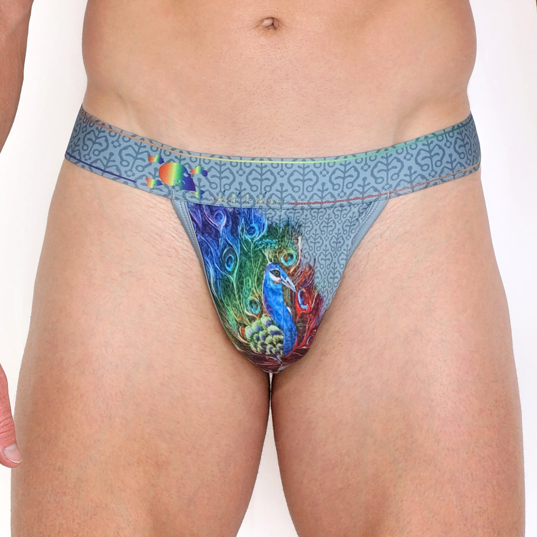 Peacock Rainbow Grey Thong