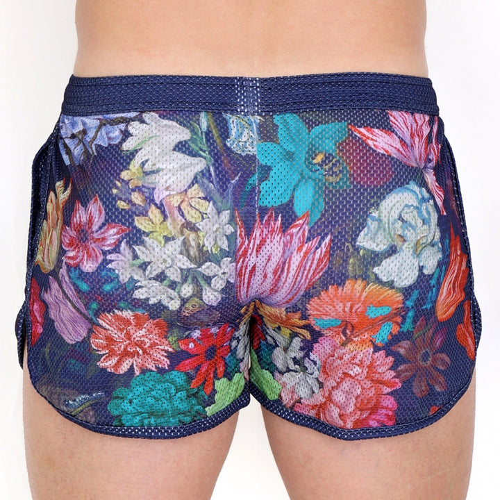New Hand Painted Floral Bouquet Mesh Short