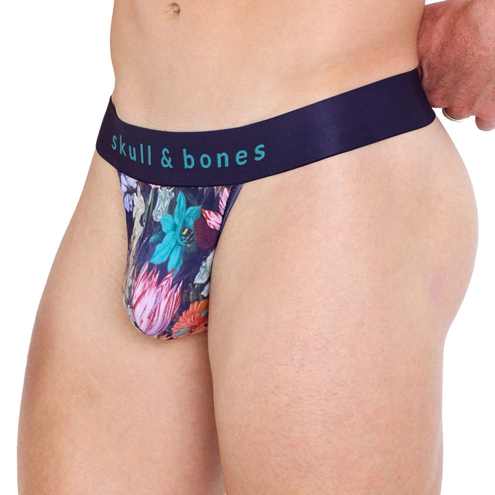 New Hand Painted Floral Bouquet Thong