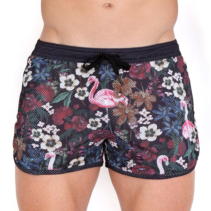 Floral Flamingo Mesh Short
