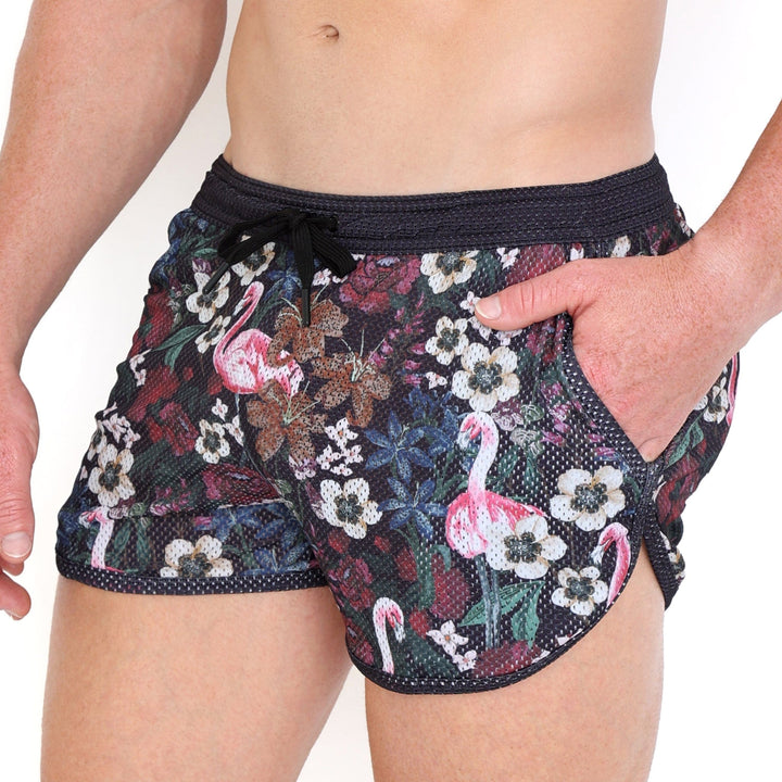 Floral Flamingo Mesh Short