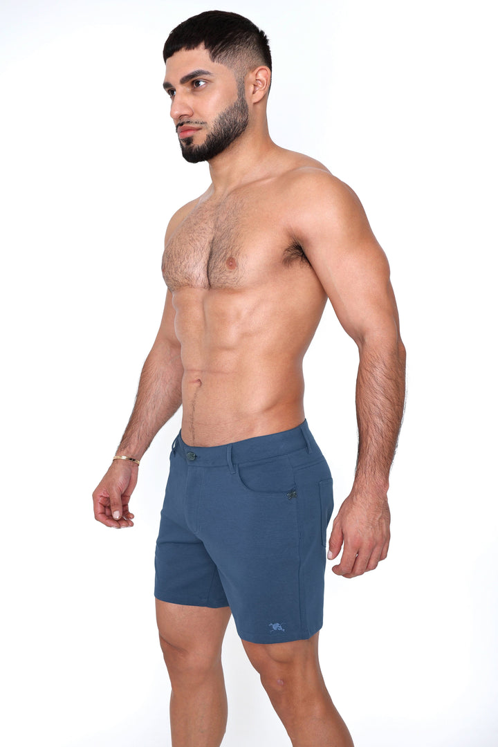 Logo Knit Stretch Short Ocean Blue