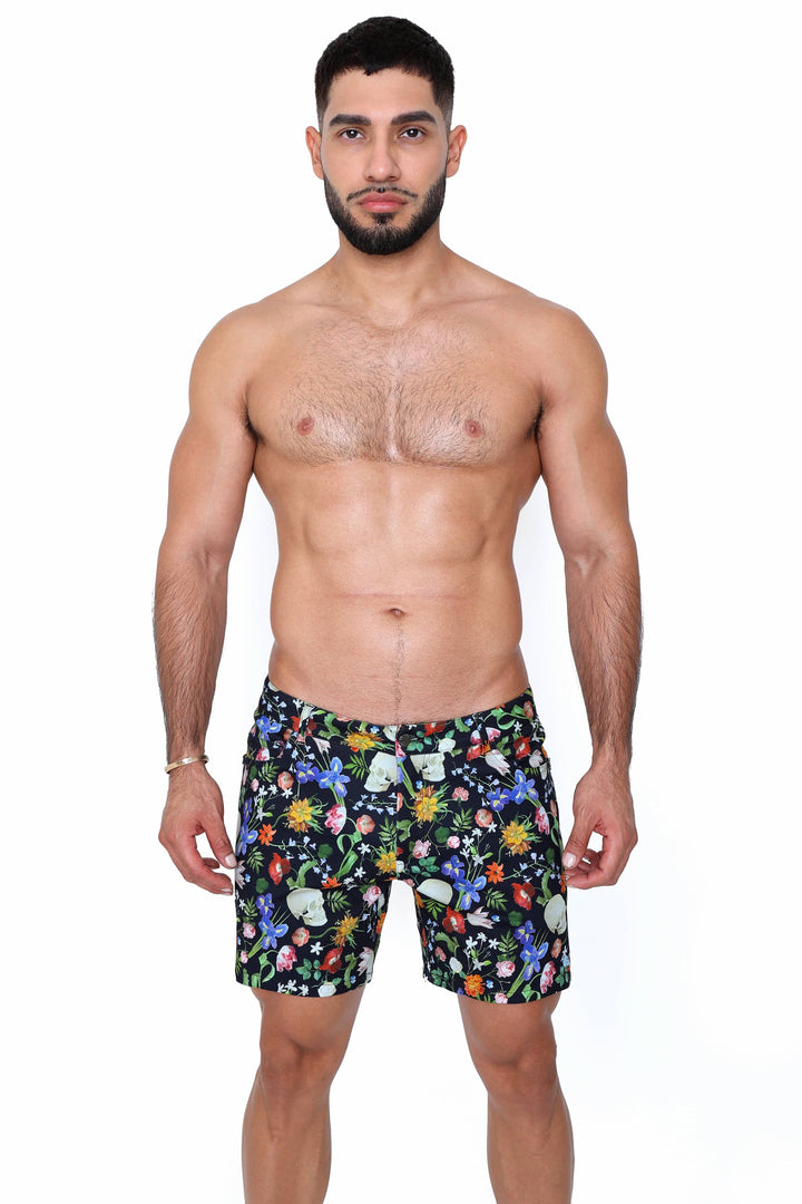 Hand Painted Dutch Floral Knit Short
