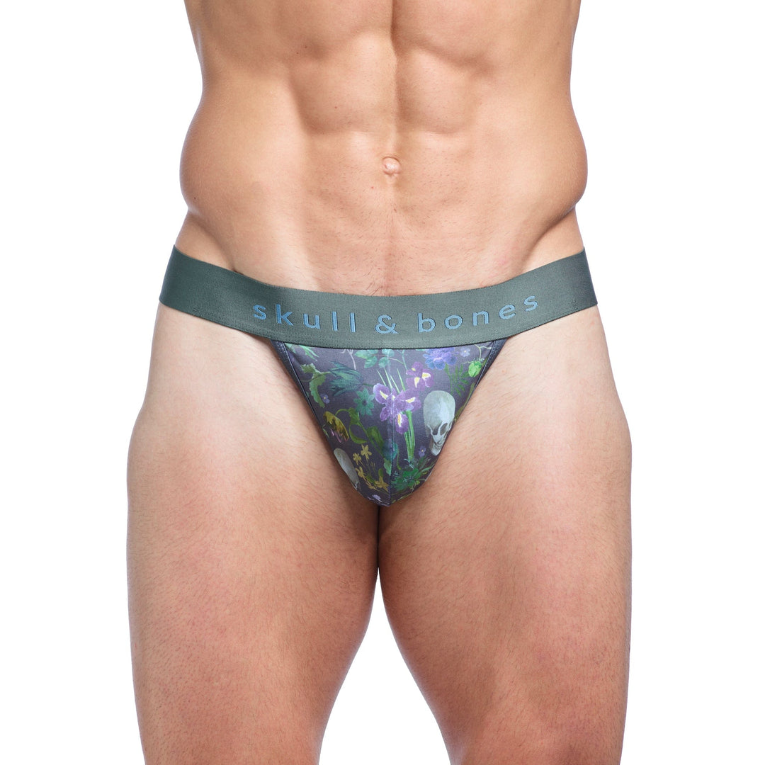Hand-Painted Dutch Floral Thong Green
