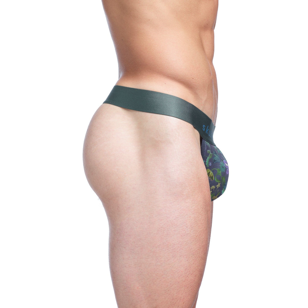 Hand-Painted Dutch Floral Thong Green