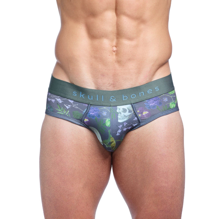 Hand-Painted Dutch Floral Peek-A-Boo Brief Green
