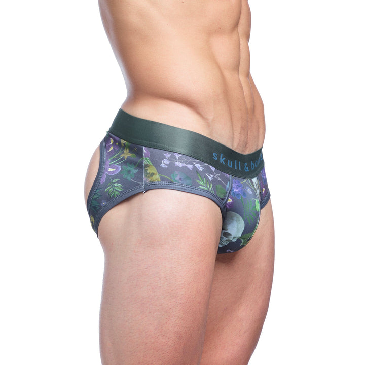 Hand-Painted Dutch Floral Peek-A-Boo Brief Green