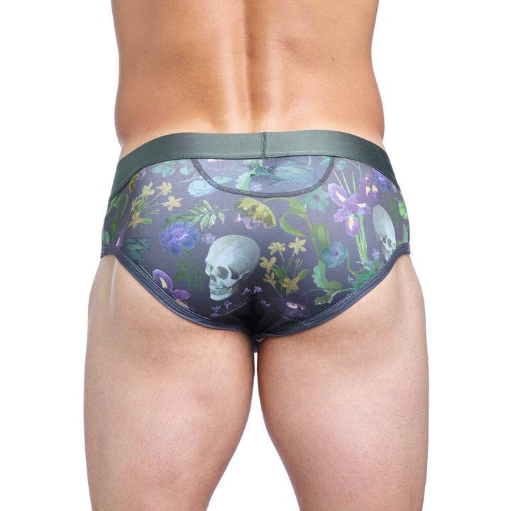 Hand-Painted Dutch Floral Brief Green