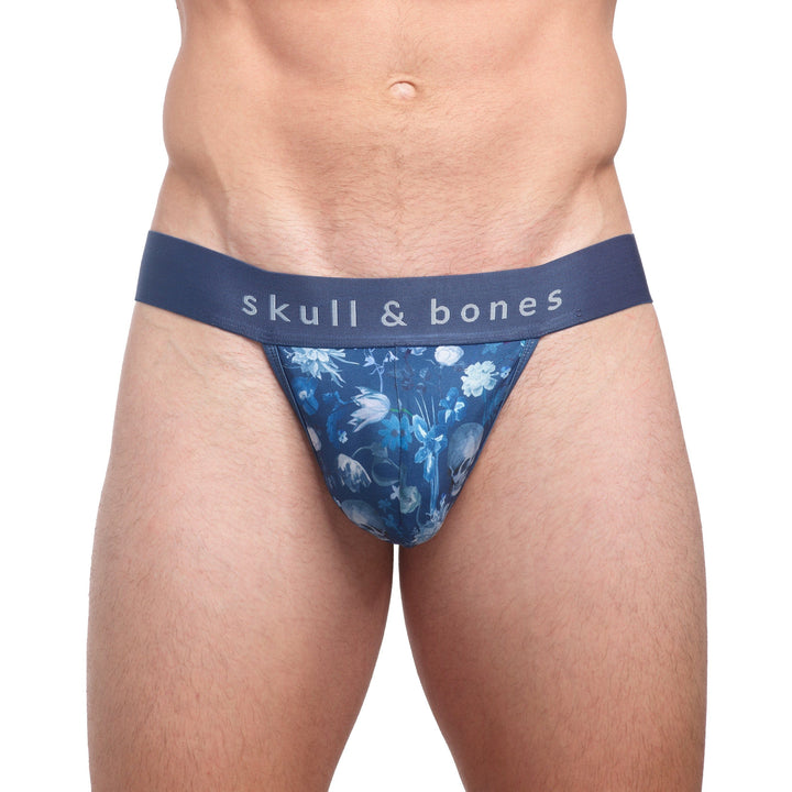 Hand Painted Dutch Floral Thong Blue
