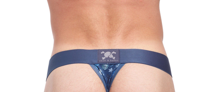 Hand Painted Dutch Floral Thong Blue