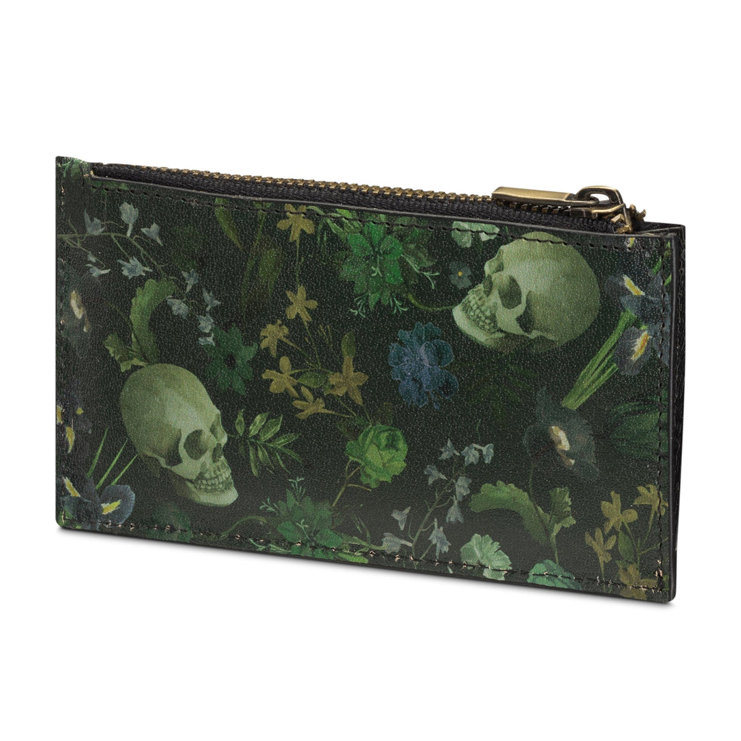 Green Dutch Floral Zip Leather Card Case