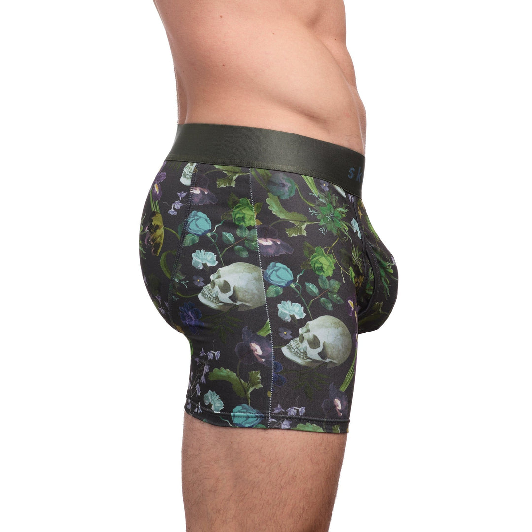 Hand-Painted Dutch Floral Boxer Brief Green