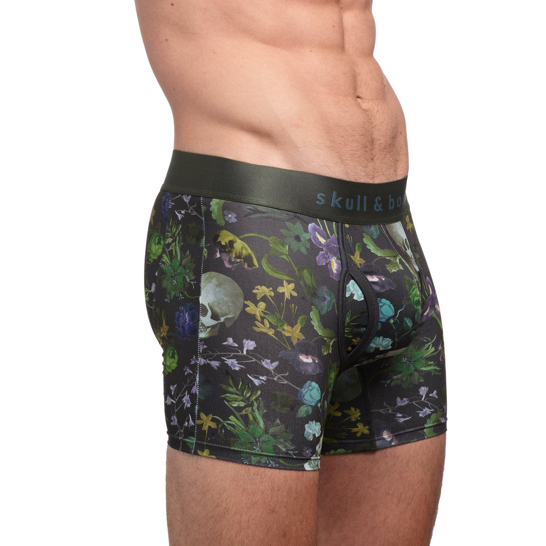 Hand-Painted Dutch Floral Boxer Brief Green