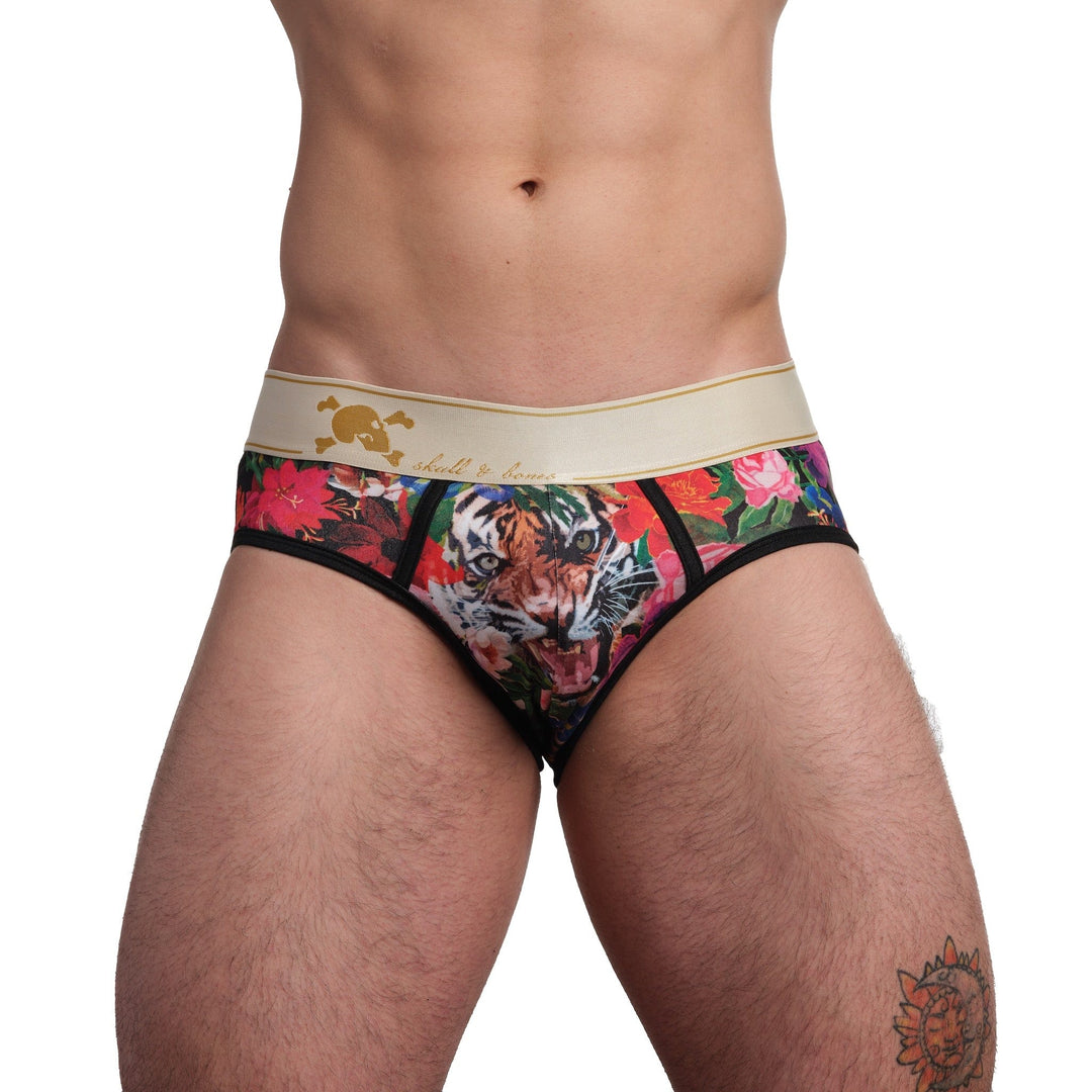 Hand Painted Floral Tiger Brief