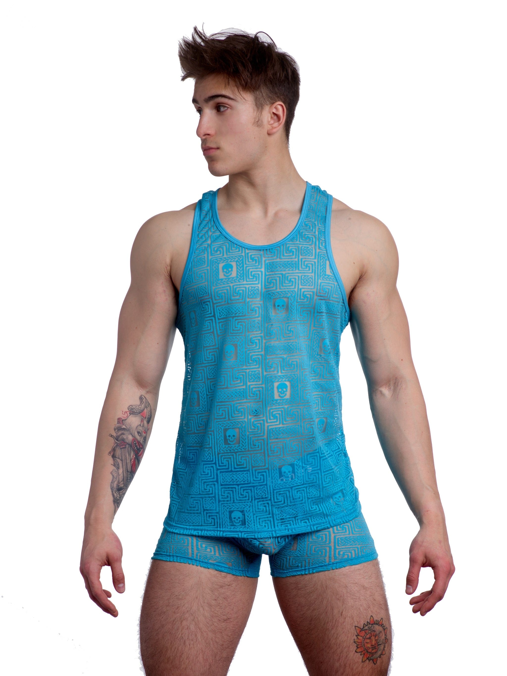 Men's Floral Lace Trunk Underwear HandPainted Dutch Floral Sheer