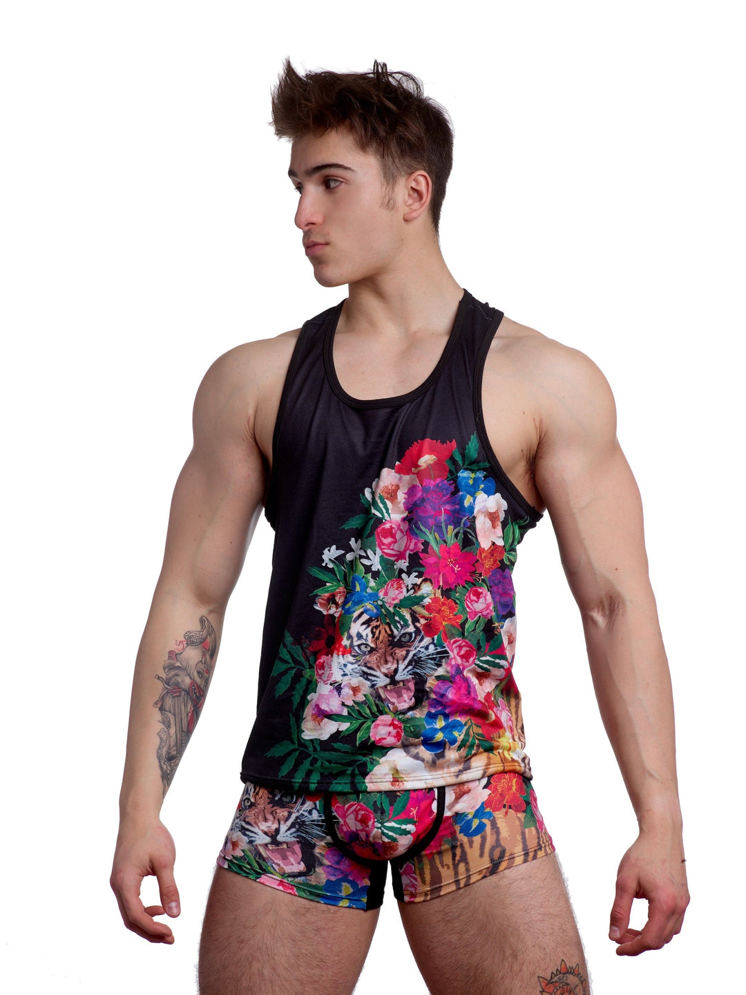 Hand Painted Floral Tiger Tank