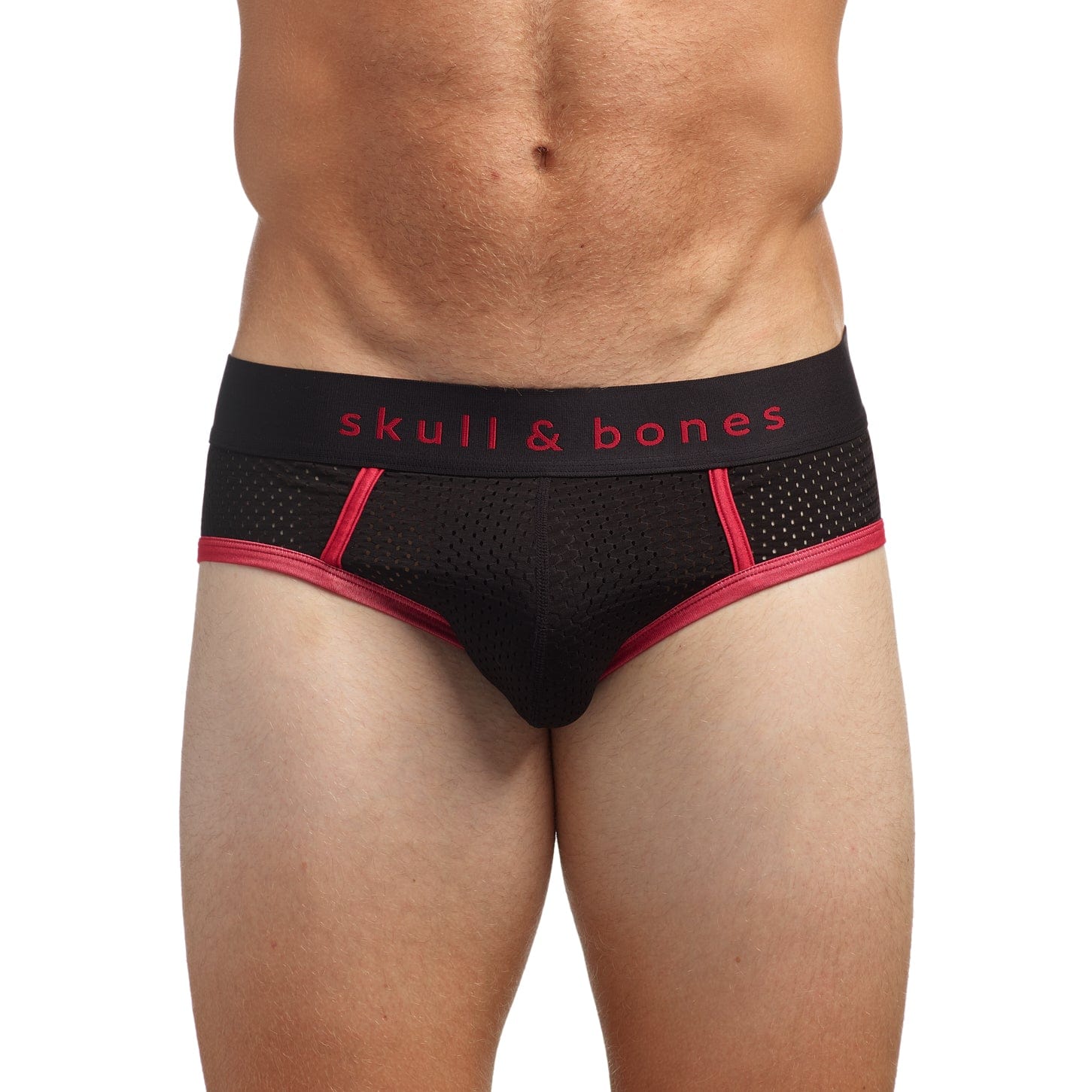 Mens Mesh Underwear Briefs Performance Mesh Brief Black Skull and Bones