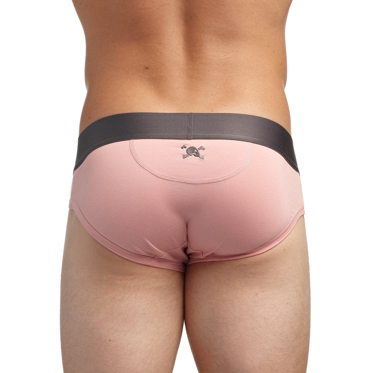 Mens Pink Bikini Underwear Just the Bones Brief Pink and Grey Skull